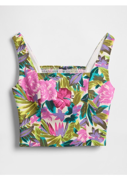 Kadın Pembe Keten Karışımlı Crop Bluz fiyatları