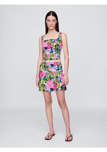 Kadın Pembe Keten Karışımlı Crop Bluz fırsatları