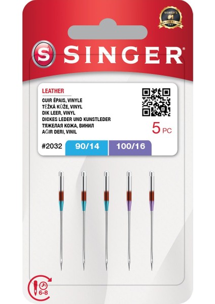 Deri Iğnesi Karışık (5'li BLISTER)(3X14, 2X16 No. )