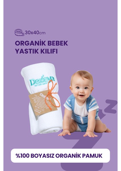 Boyasız Organik Pamuk Bebek Yastık Kılıfı