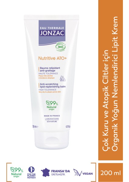 Eau Thermale Jonzac Çok Kuru ve Atopik Ciltler İçin Organik Yoğun Nemlendirici Lipit Krem 200 ml