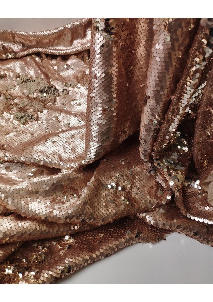 Somon Renkli Bir Tarafı Mat Bir Tarafı Parlak Çift Taraflı Pul Payet (En 130 cm x Boy 250 Cm) modelleri