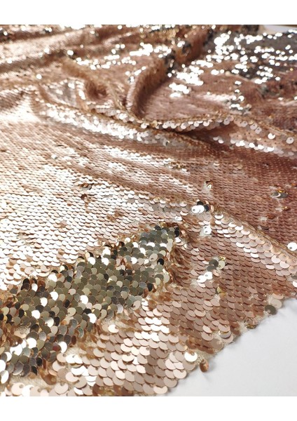 Somon Renkli Bir Tarafı Mat Bir Tarafı Parlak Çift Taraflı Pul Payet (En 130 cm x Boy 250 Cm) fırsatları