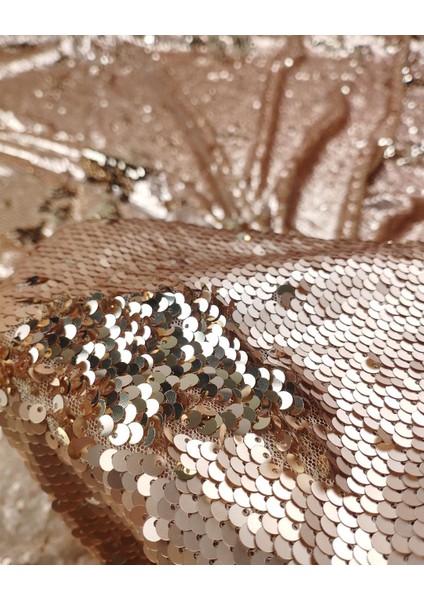 Somon Renkli Bir Tarafı Mat Bir Tarafı Parlak Çift Taraflı Pul Payet (En 130 cm x Boy 250 Cm) indirimleri