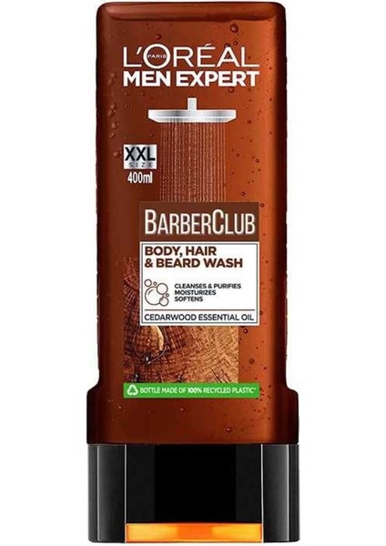 Men Expert Nemlendirme İçin Sedir Ağacı Esansiyel Yağı İçeren Barber Club Duş Jeli 400 ml