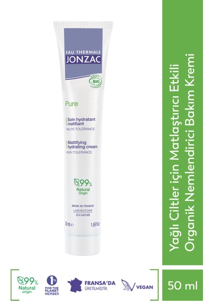 Eau Thermale Jonzac Yağlı Ciltler İçin Matlaştırıcı Etkili Organik Nemlendirici Bakım Kremi 50 ml