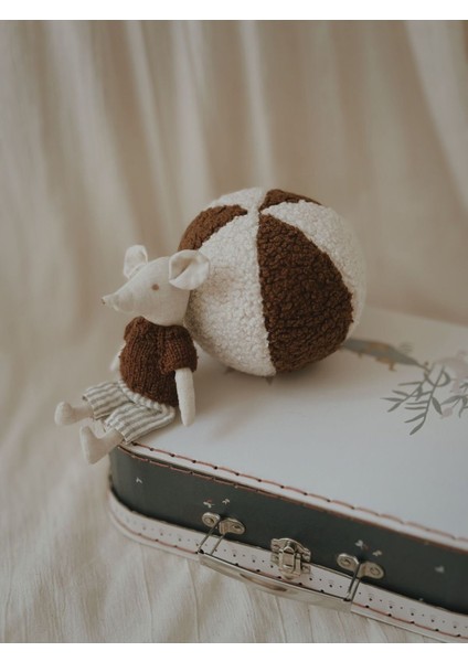 Elite Teddy Çıngıraklı Topum Kahve - Krem (12 Cm) 1 Adet