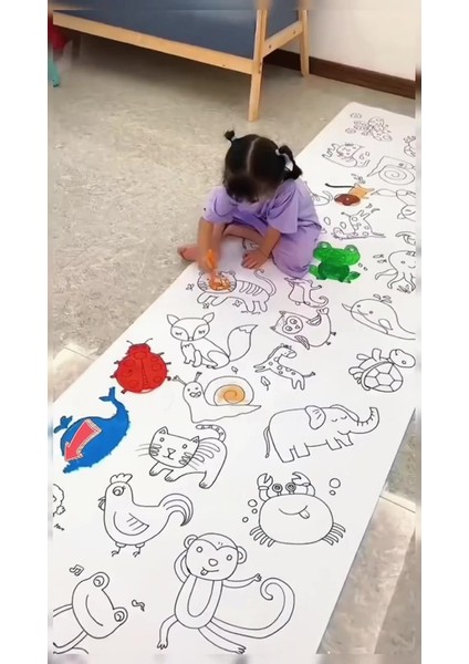 Elite Safari Temalı Dev Boyama Rulosu Animals Kids Coloring Roll Jumbo Painting Paper Roll For Kids 1 Adet