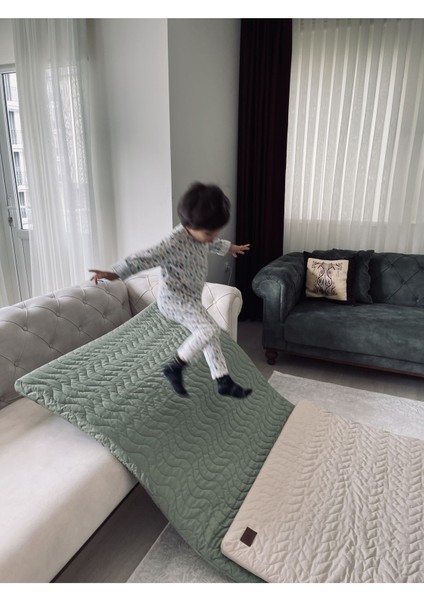 Elite Süngerli (Çağla), Kalın Kapitone Desen Bebek ve Çocuk Oyun Minderi ve Yatağı 1 Adet