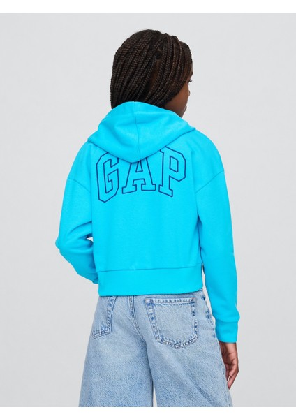 Kız Çocuk Mavi Lilo & Stitch Çocuk Fransız Havlu Kumaş Kısa Fermuarlı Sweatshirt indirimleri