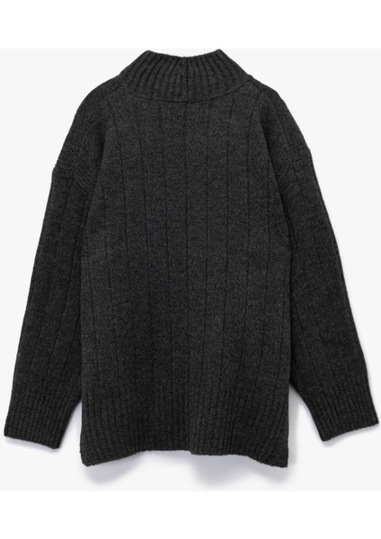 Uzun Kollu Dik Yaka Oversize Triko Kazak fiyatları