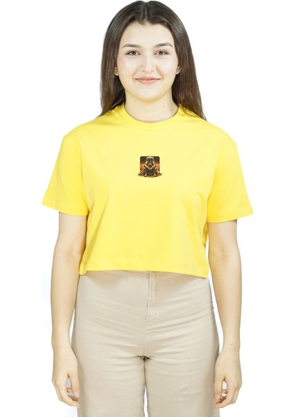 Unit Ares | Sarı Renk Baskılı Crop | Oversize fiyatları