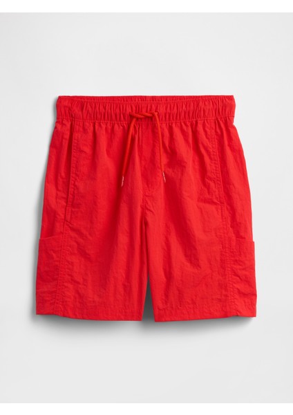 Erkek Çocuk Kırmızı Pull-On Hybrit Kargo Şort