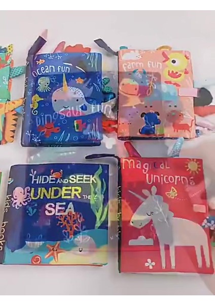 Elite Hışırtılı Bebek Kitabı 3D Montessori Yıkanabilir Bez Kitap Ocean Okyanus Hayvanları 1 Adet