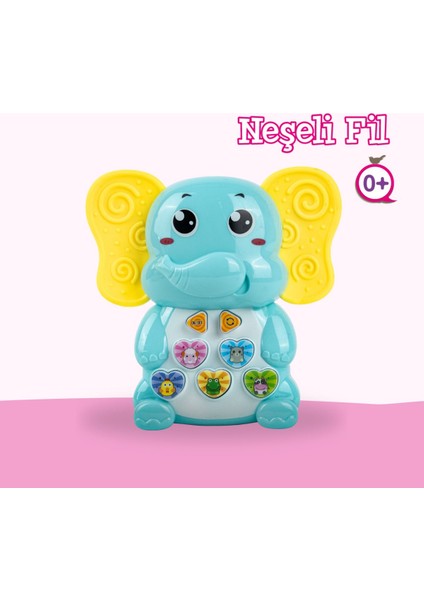 Elite Neşeli Fil Bebek Oyuncağı | Işıklı Sesli Eğitici Oyuncak-Kulakları Dişlik | 1 Adet