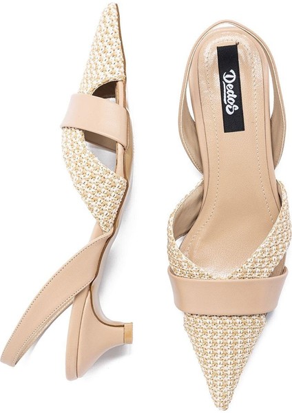 120 Kadın Hasır Örgülü Arkası Açık Sivri Burun Topuklu Ayakkabı fırsatları