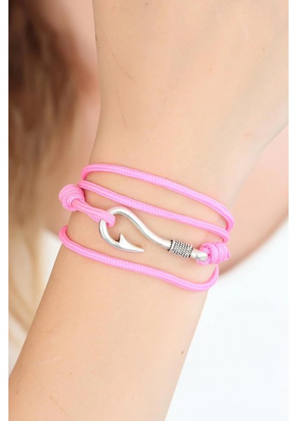 Pembe Renk Gümüş Metal Kancalı Bayan Çoklu Bileklik - TJ-BB2371-KS