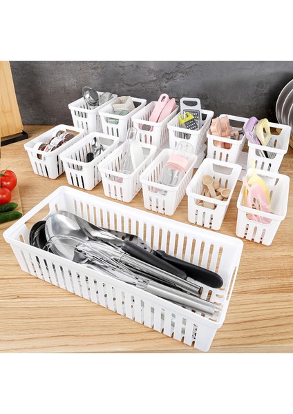 13 Parça Modüler Kaşıklık Seti - Çok Amaçlı Çekmece Içi Düzenleyici Mutfak Organizer Kepçelik Beyaz