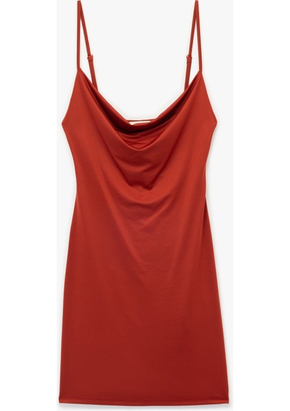 Degaje Yaka Askılı Mini Elbise