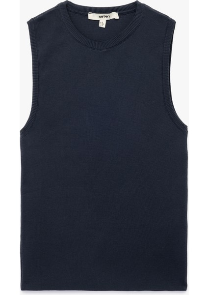 Regular Fit Bisiklet Yaka Kolsuz Triko Bluz