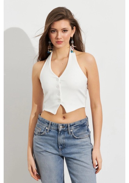 Kadın Beyaz Crop Bluz SE18 fiyatları