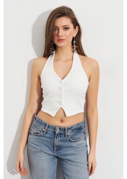 Kadın Beyaz Crop Bluz SE18 modelleri