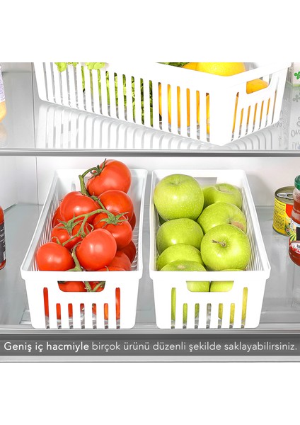 4 Adet Buzdolabı Düzenleyici Sepet - Dolap Içi Meyve Sebze Düzenleyici Organizer Saklama Kabı Beyaz fırsatları