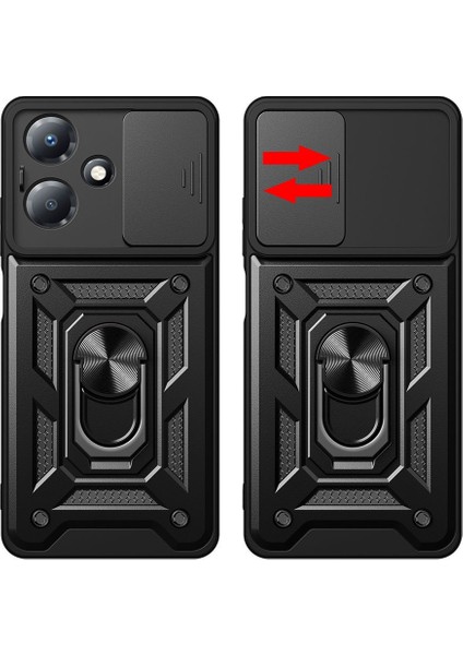 Infinix Hot 30 Play Uyumlu Kılıf Pars Sürgülü Kamera Korumalı Yüzüklü Sert Silikon Siyah fiyatları