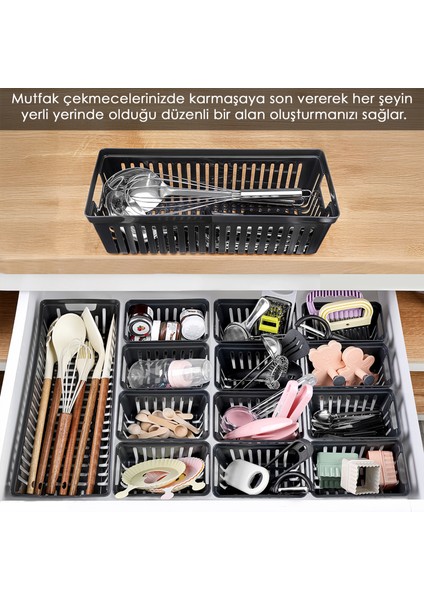 14 Parça Modüler Kaşıklık Seti - Çok Amaçlı Çekmece Içi Düzenleyici Mutfak Organizer Kepçelik Siyah fiyatları