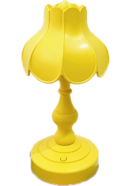 Masa Lambası Retro Lotus Yaprağı Yaratıcı Güzel 3 Işık Kaynağı Küçük Masa Gece Lambası Kızlar Yatak Odası Sarı (Yurt Dışından)