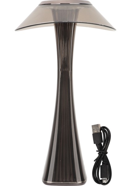 LED Masa Lambası USB Şarjlı Gece Lambası 3 Aydınlatma Modu Dokunmatik Sensörlü Ev Odası Dumanlı Gri (Yurt Dışından)