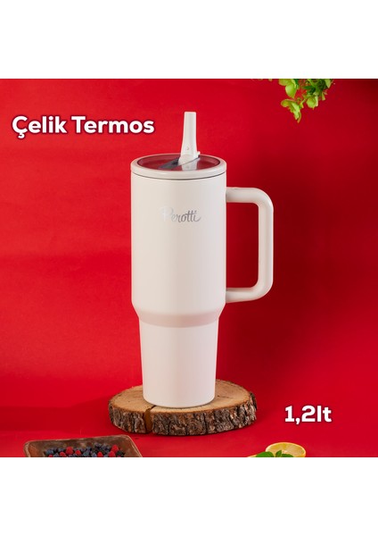 17238 Colte V2 Paslanmaz Çelik Sporcu Termos Bardak Matara Beyaz 1,2 Lt