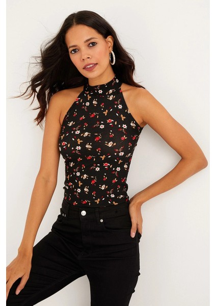 Kadın Kırmızı-Siyah Kaşkorse Kolsuz Bluz Yİ1566 modelleri