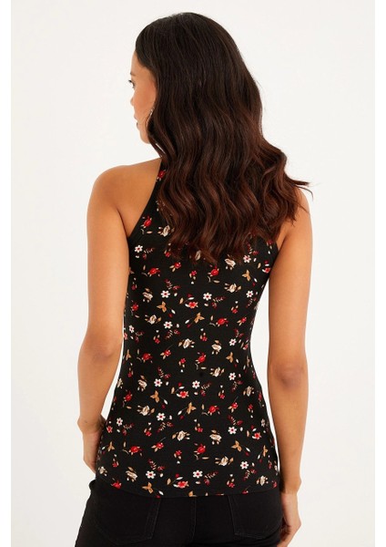 Kadın Kırmızı-Siyah Kaşkorse Kolsuz Bluz Yİ1566 fırsatları