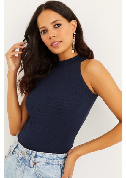 Kadın Lacivert Kaşkorse Kolsuz Bluz Yİ1566 modelleri