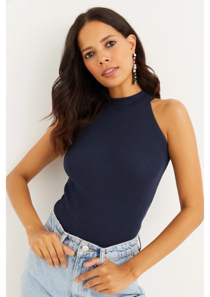 Kadın Lacivert Kaşkorse Kolsuz Bluz Yİ1566 fırsatları