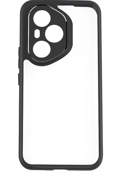 Honor 400 Pro Uyumlu Kılıf Roll Arkası Şeffaf Plastik Kenar Silikon Airbagli Siyah