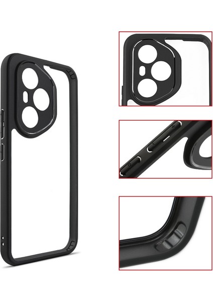 Honor 400 Pro Uyumlu Kılıf Roll Arkası Şeffaf Plastik Kenar Silikon Airbagli Siyah fiyatları