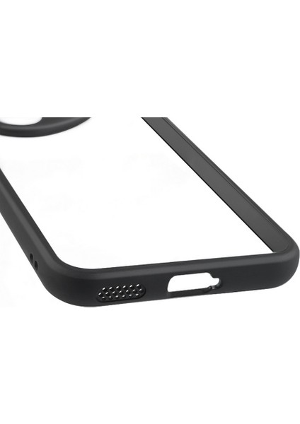 Honor 400 Pro Uyumlu Kılıf Roll Arkası Şeffaf Plastik Kenar Silikon Airbagli Siyah modelleri