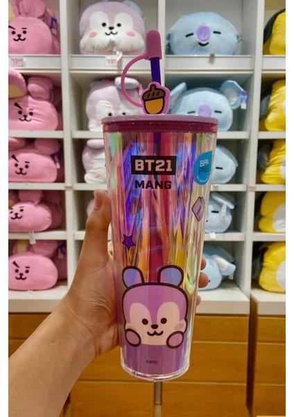 BT21 Lisanslı Çift Cidarlı Pipetli Şişe (800ML) - Mang