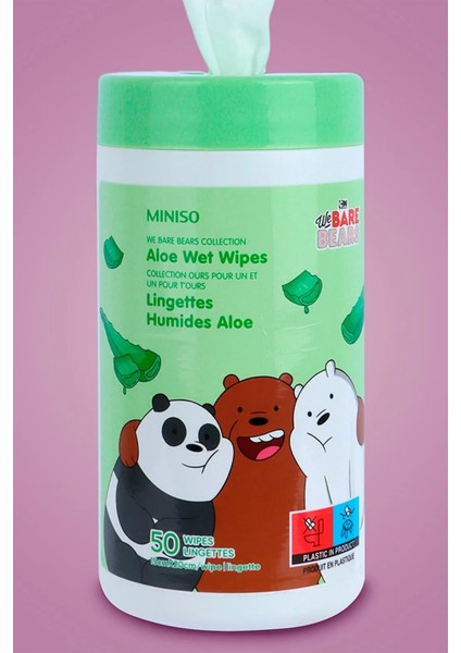 We Bare Bears Aloe Özlü Islak Mendil (50 Adet)