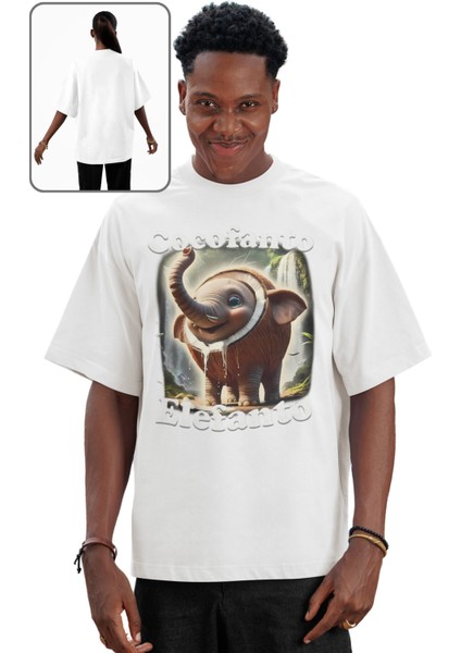 Unisex Cocofanto Elefanto Baskılı T-Shirt, Oversize Tung Tung Tung Sahur Temalı Tişört