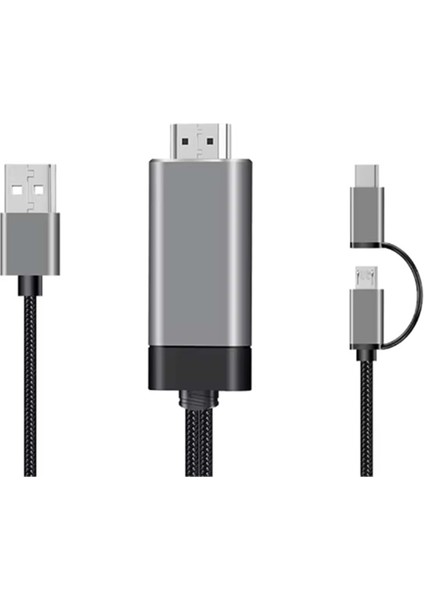 Typec Microusb USB To HDMI Çevirici Dönüştürücü Görüntü Kablosu