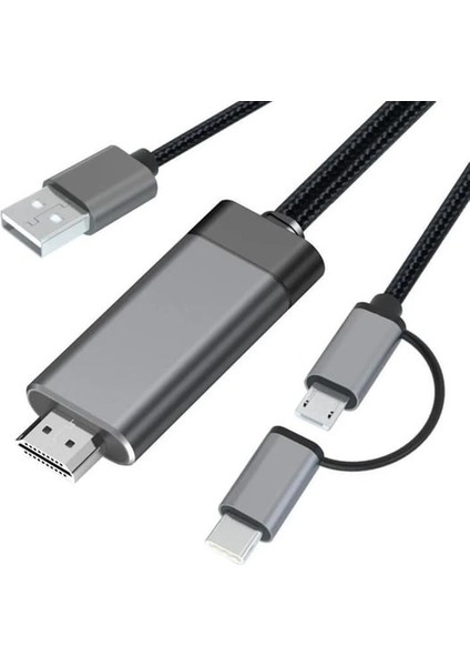 Typec Microusb USB To HDMI Çevirici Dönüştürücü Görüntü Kablosu