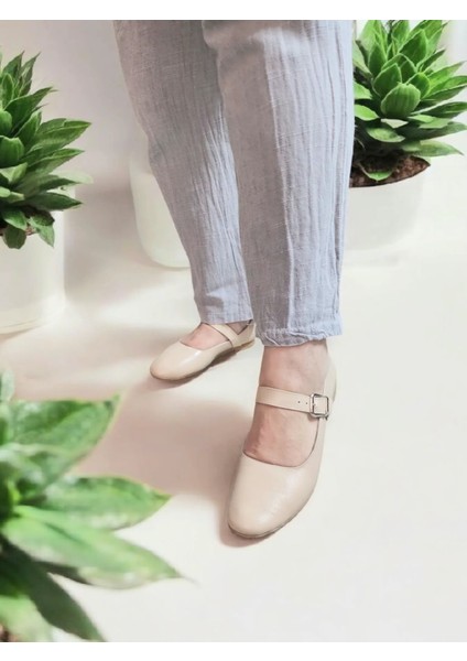 Günlük Tokalı Ayarlanabilir Hakiki Deri Mary Jane Ayakkabı