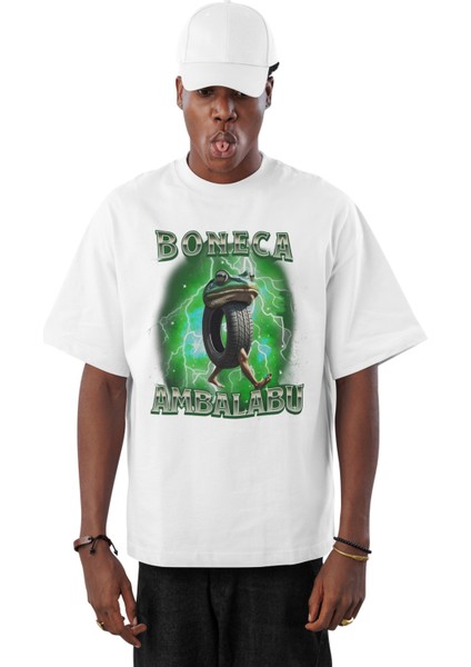 Unisex Boneca Ambalabu Baskılı T-Shirt, Oversize Tung Tung Tung Sahur Temalı Bisiklet Yaka Tişört fiyatları