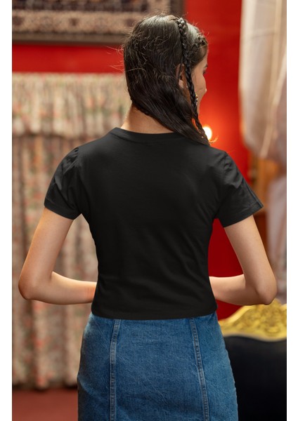 Sevimli Pink Labubu Baskılı Kadın Crop Top, Peluş Oyuncak Temalı Kız Çocuk Crop Bluz