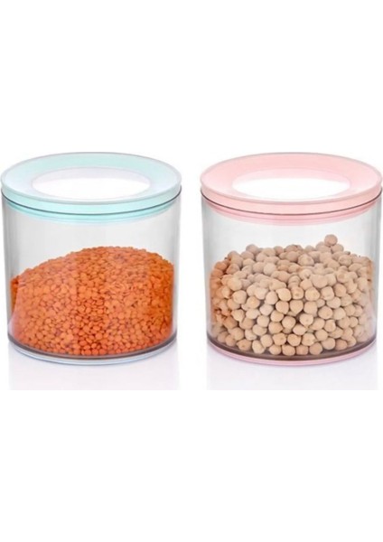 2'li Hava Geçirmez Kapaklı Kaymaz Tabanlı Renk Seçenekli Erzak Saklama Kabı 0,8lt Bpa Free