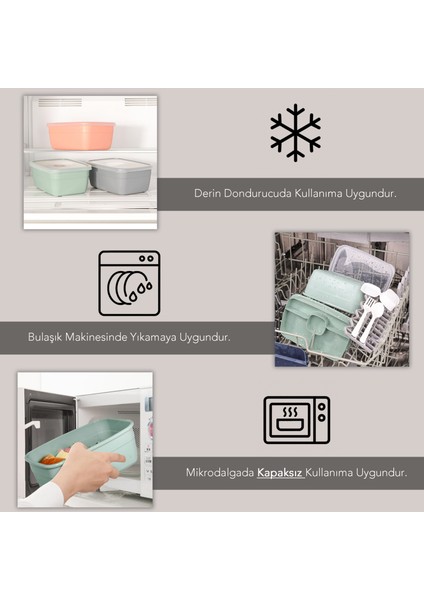 2 Katlı Bölmeli Beslenme Kabı - Yemek Taşıma Saklama Kabı Diyet Lunch Box Sosluk Kaşık Çatal Yeşil