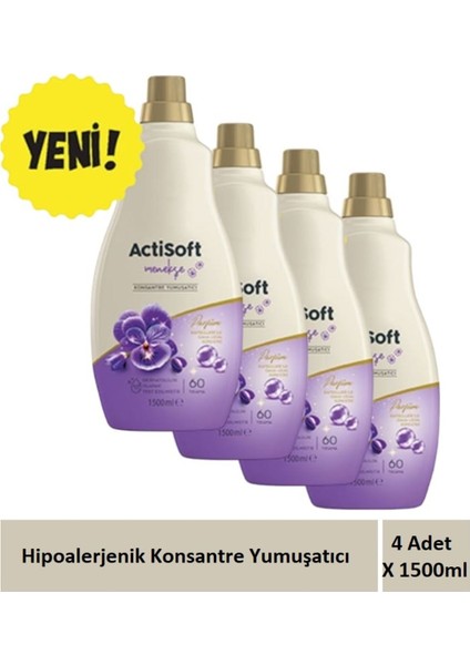 Menekşe Kokulu Hipoalerjenik Konsantre Yumuşatıcı 1500 ml x 4 Adet